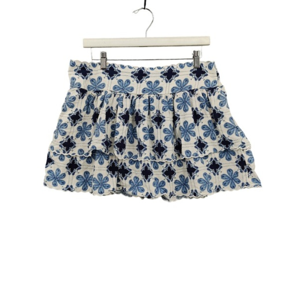Agua Bendita Target Women Coastal Beachy Linen Blend Mini Skirt L Smocked Tiered